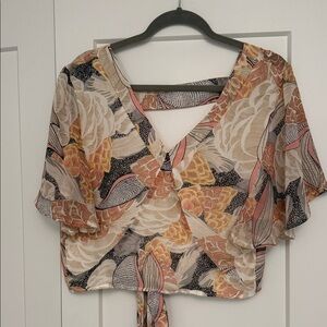 Molly Bracken Floral Wrap Blouse - Cream, Pink, Black